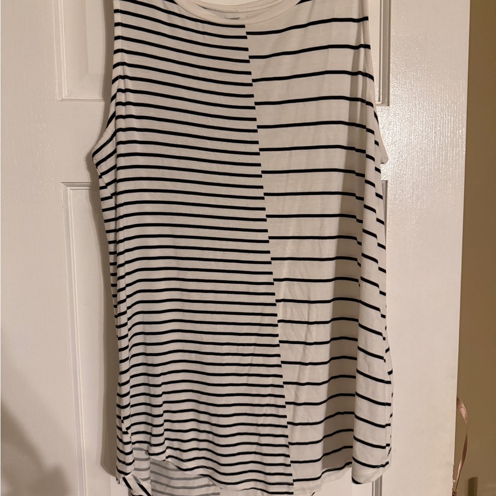 Striped Sleeveless Top - Black and White